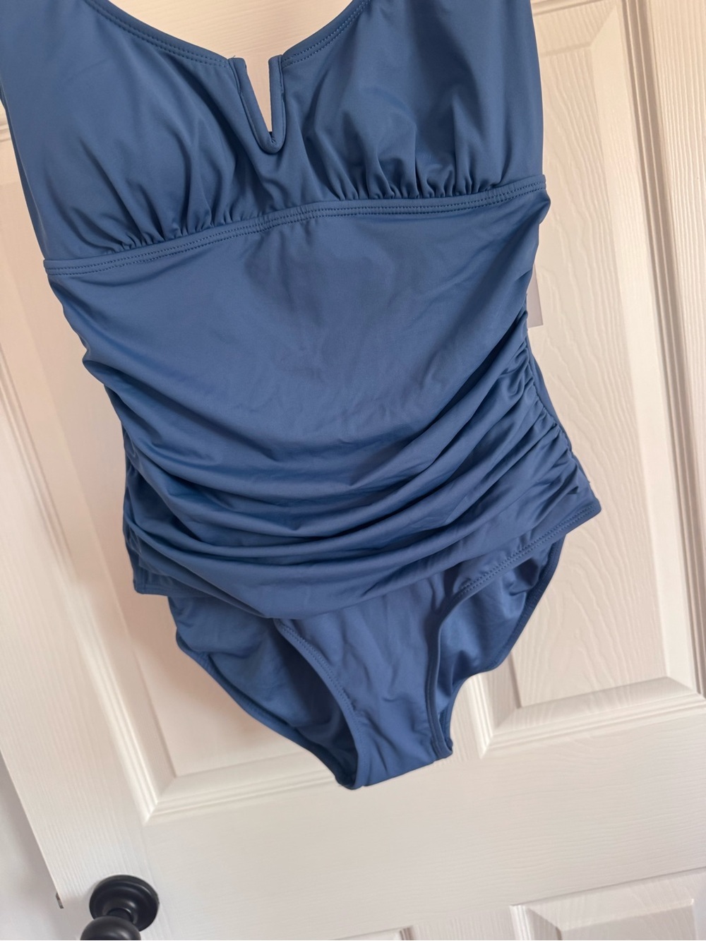 Anne Cole Blue One-Piece Swimsuit with V-Notch - Picture 3 of 9